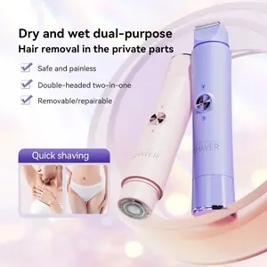 Women's razor, 2-in-1 women's electric shaver, Painless Precision Shaver, double-headed women's bikini trimmer, easy to carry, suitable for bikini, armpit, leg and facial hair removal, ideal Valentine's Day gift body epilator