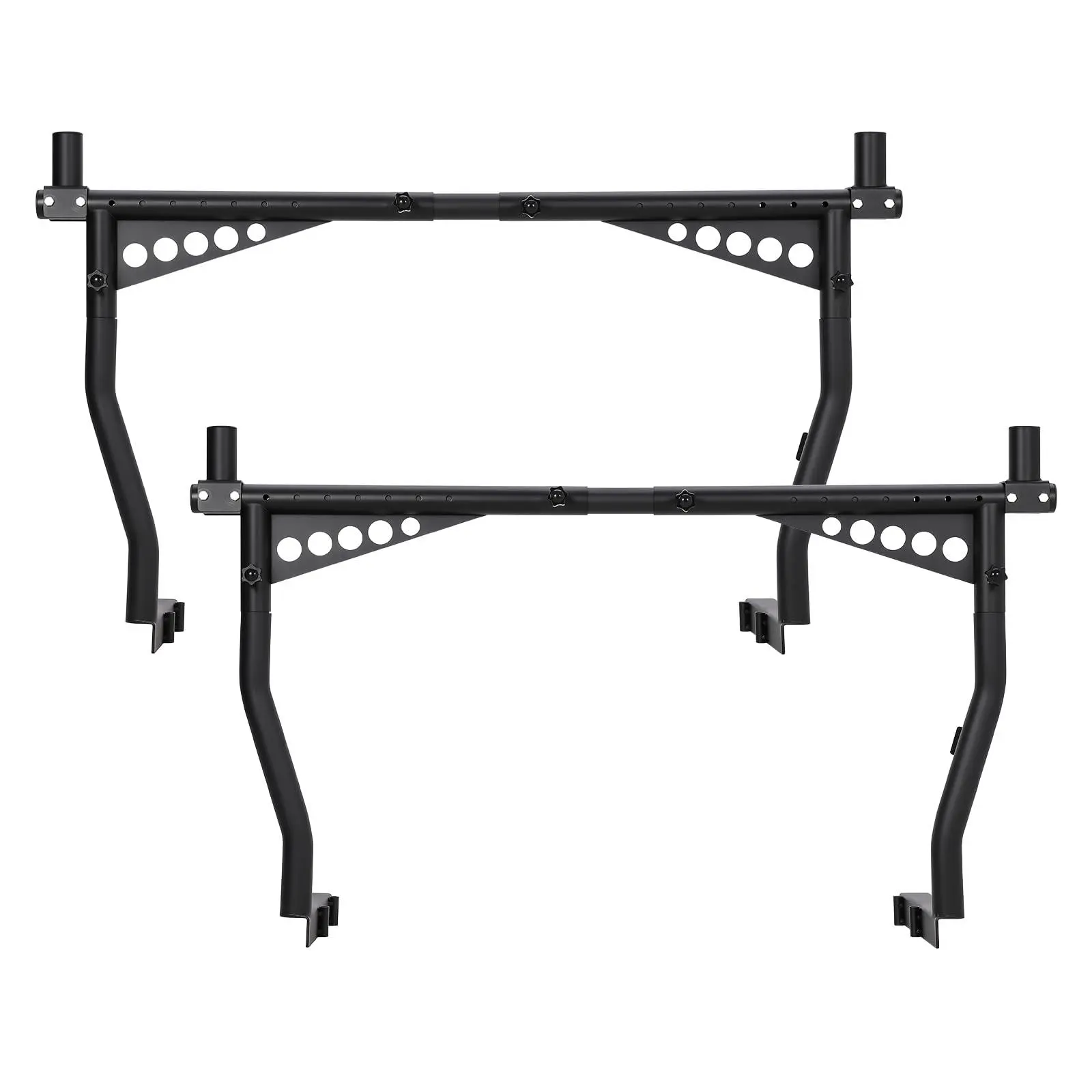 1000 Lbs Capacity Alloy Steel Universal Truck Ladder Rack - Adjustable Height 52"-82", Reinforced Gusset, Side Rails, No-Drill Heavy Duty Rack for Rooftop Tent, Surfboard, Functional