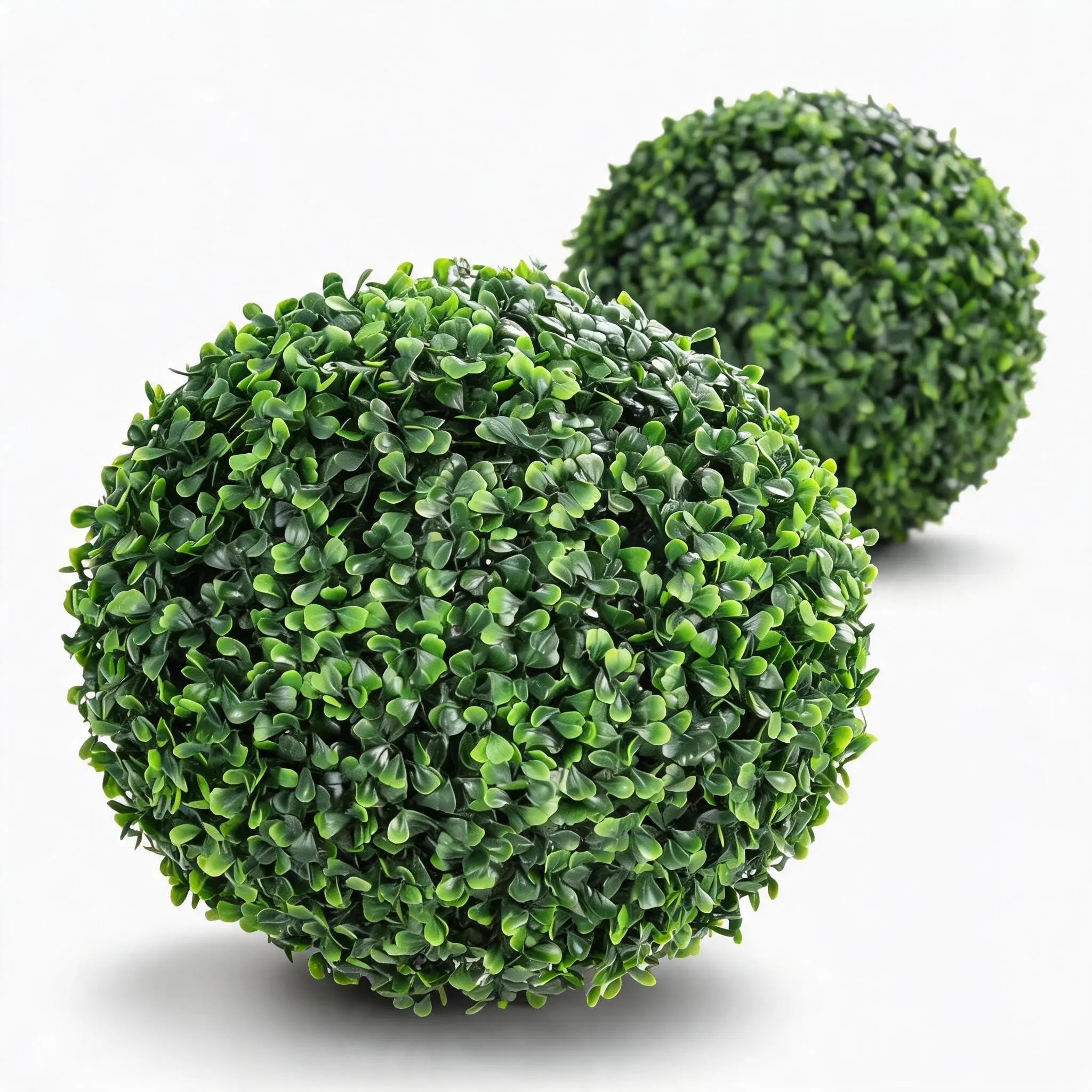 Garvee 2-Pack 15 in PE Plastic UV-Resistant Boxwood Look Artificial Topiary Balls, Easy-Clean Long-Lasting Faux Greenery for Outdoor Planters, Farm Animal/Poultry Cage Outdoor Decor