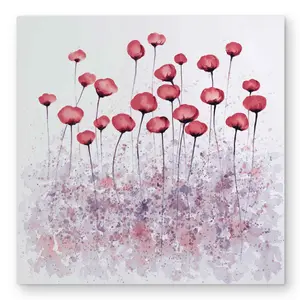 Begin Home Decor C1MP32321P51AT 32 x 32 in. Pink Flowers In A Field - Purple Floral Metal Print Wall Art for