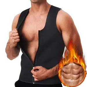 Men Waist Trainer Vest Hot Neoprene Suit Corset Body Shaper Zipper Tank Top Workout Shirt