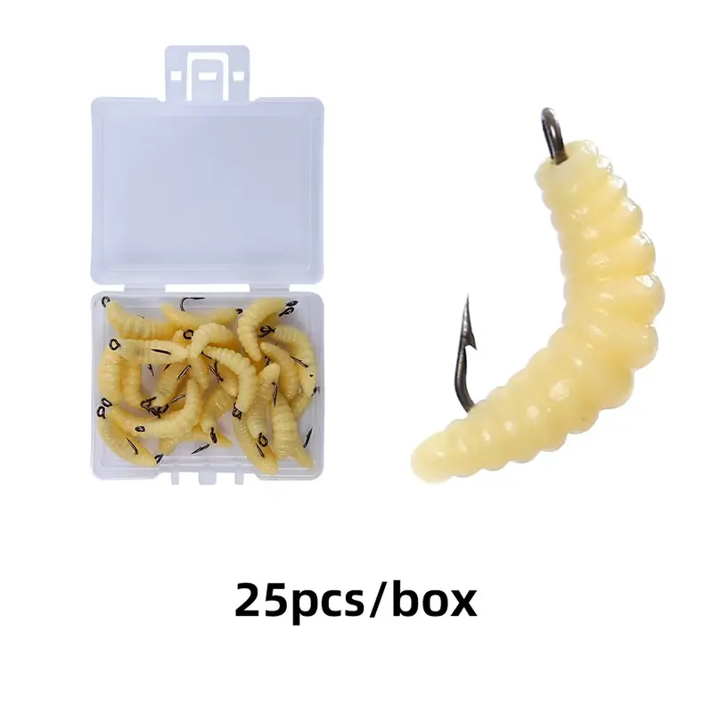 Premium Rubber Earthworm Lure Set, Artificial Fishing Lure, Soft Fishing Worm, 25/30 Pieces, Durable Worm Bait with Hooks, Ideal for Trout, Bass, and Freshwater Fish, Fishing Tackle, Fishing Equipment
