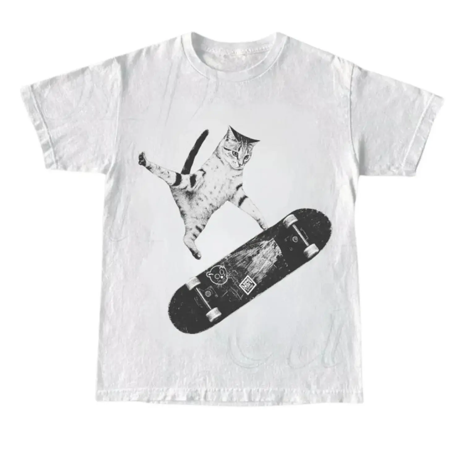 Vintage Style Emo Skater Cat Graphic Tshirt Casual Crewneck, Fantasy Kitten Tshirt, Cute Cat Shirt, Love Cat Tshirt, Meme Cringe Funny Dumb Shirts, Unisex Shirt Menswear Womenswear StreetwearFashion Unisex T-shirts S-5XL