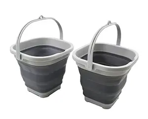 SAMMART 2.6L (0.68 Gallon) Super Mini Sqare Collapsible Plastic Bucket - Foldable Square Tub - Portable Fishing Water Pail - Space Saving Outdoor Waterpot