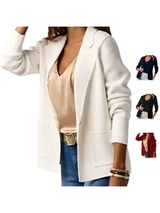 Womens Casual Sweater Blazers Open Front Long Sleeve Work Office Suit Knit Jackets Blazer #TikTokShopJumpstartSale  Soft Fit Style Slim Womenswear Fabrics