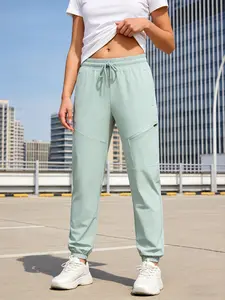 DLGK Summer Light and Breathable Outdoor Women's Sports Pants with Mid-Waist Straight Leg Fit Casual Style Elastic Waist Drawstring Long Pants for All Seasons