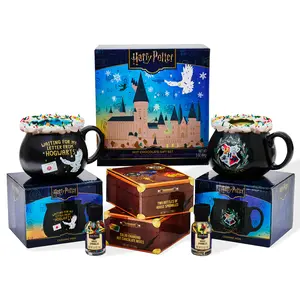 HARRY POTTER Hot Chocolate Mug Gift Set, Includes 2 Color Changing Hot Chocolate Mixes, 2 House Sprinkles, and 2 Cauldron Mugs, Officially Licensed, HARRY POTTER Collection