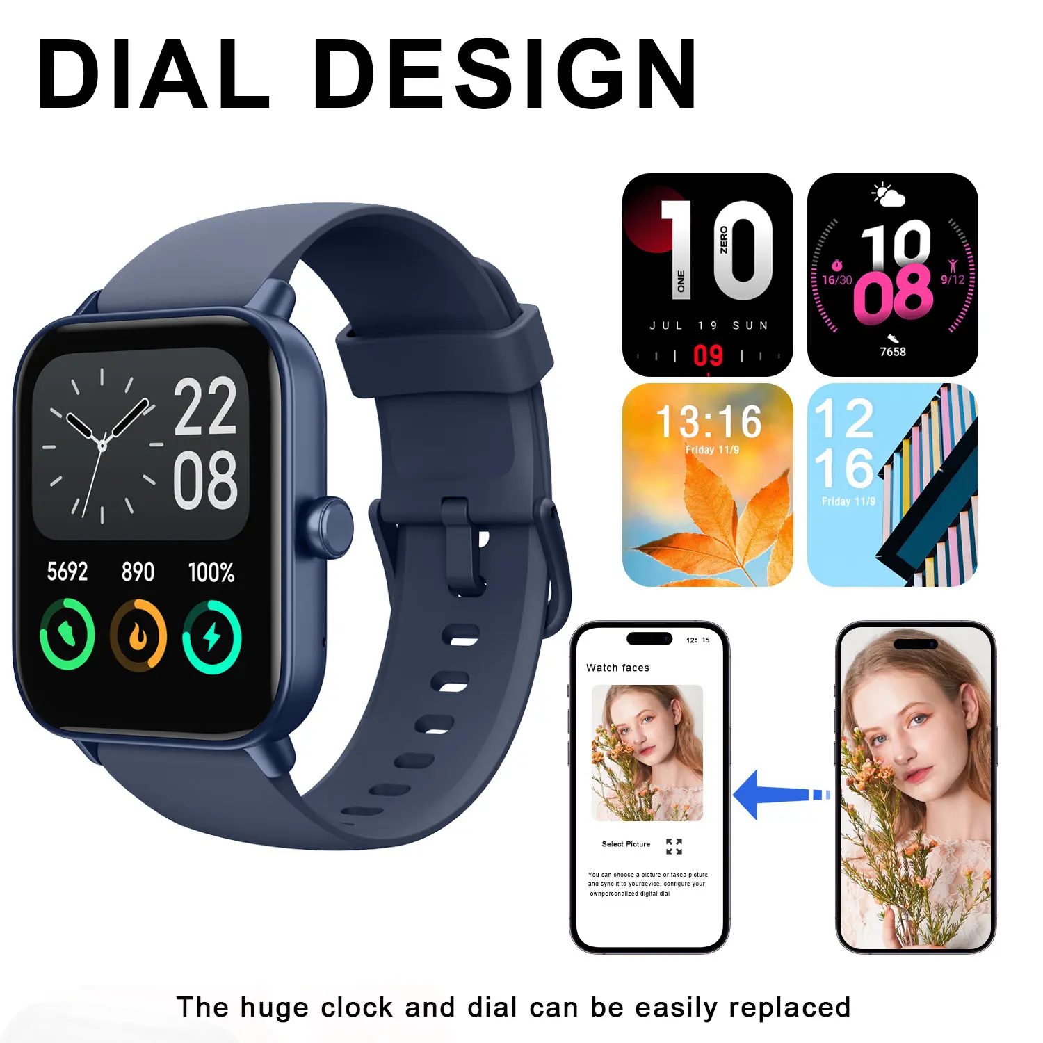 1.8-inch smartwatch, TFT touchscreen, Alexa voice assistant, IP68 water resistance, Bluetooth calling, daily activity tracking, and fitness features