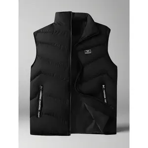 Men's Stand Collar Vest with Zipper Pocket, Layered Wearable Sweatshirt & Sweater, Casual Outdoor Activities, Thick Warm Basic Vest