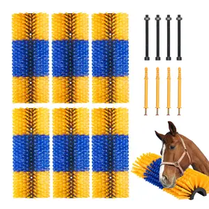 【Spotlight Day】VEVOR Livestock Scratching Brush, 6 Pcs Horse Brush with 12 Screws, 20 x 7.5 in Cow Scratcher, for Back Itch Relief & Keep Cleaning, Grooming & Scratching Post Brush for Horse, Pig, Cattle Supplies