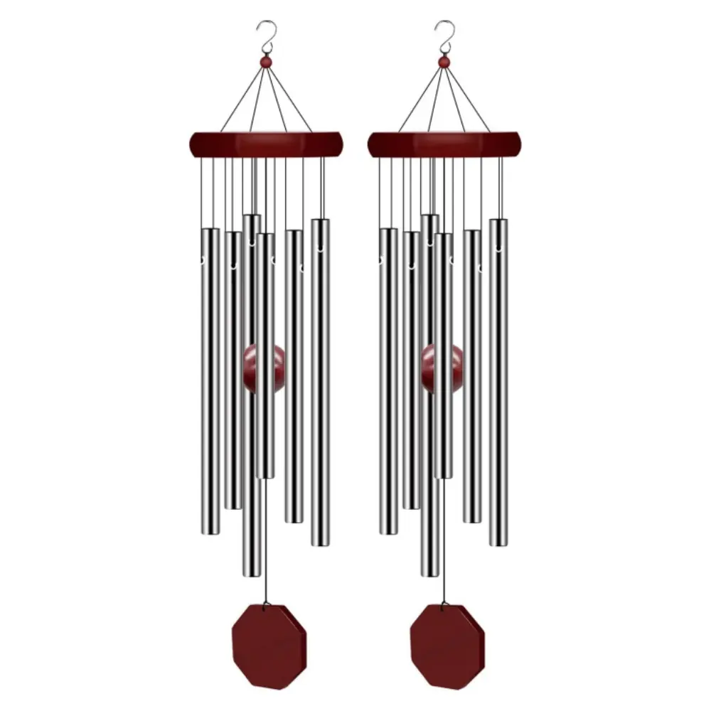 2 Packs Memorial Wind Chimes Outdoor Large Deep Tone, Elegant Sympathy Wind-Chime Personalized with 6 Tuned Tubes for Garden Patio Balcony and Home