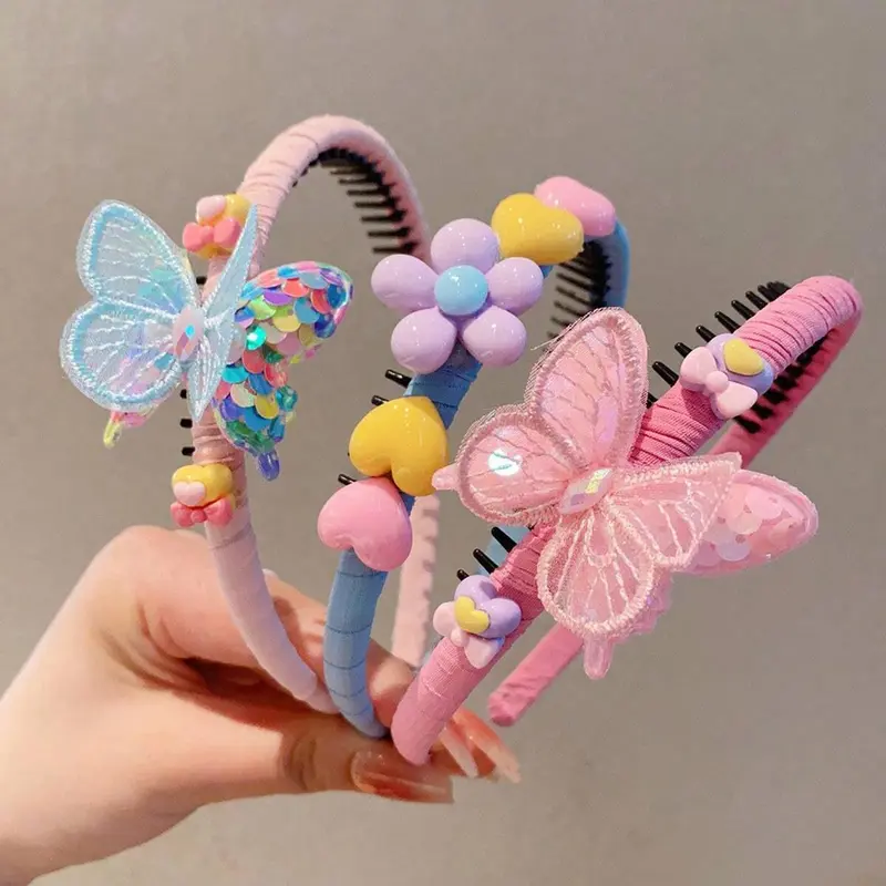 Cute Butterfly & Flower & Heart Design Headband, Hair Accessory Set, Colorblock Hair Accessories Sets for Girls for Ponytails, Fashion Hair Accessories for Party, Daily Clothing Decor, Barrettes Hair Clips, Hair Styling Accessories