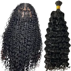 Water Wave Bulk Hair For Braiding Double Drawn 100% Human Hair Extensions Natural Black Color 100g/Bundles