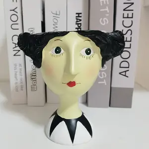 Resin Vintage Lady Head Planter - Perfect Flower Pot Sculpture for Home & Garden Decor, Outdoor Lawn and Patio Display