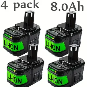 P108 2/4Pack 18V Battery Replacement for Ryobi 8.0Ah Lithium 18V Battery ONE+ Plus P102 P103 P104 P105 P107 P108 PBP005 P109 P190 P191 P122