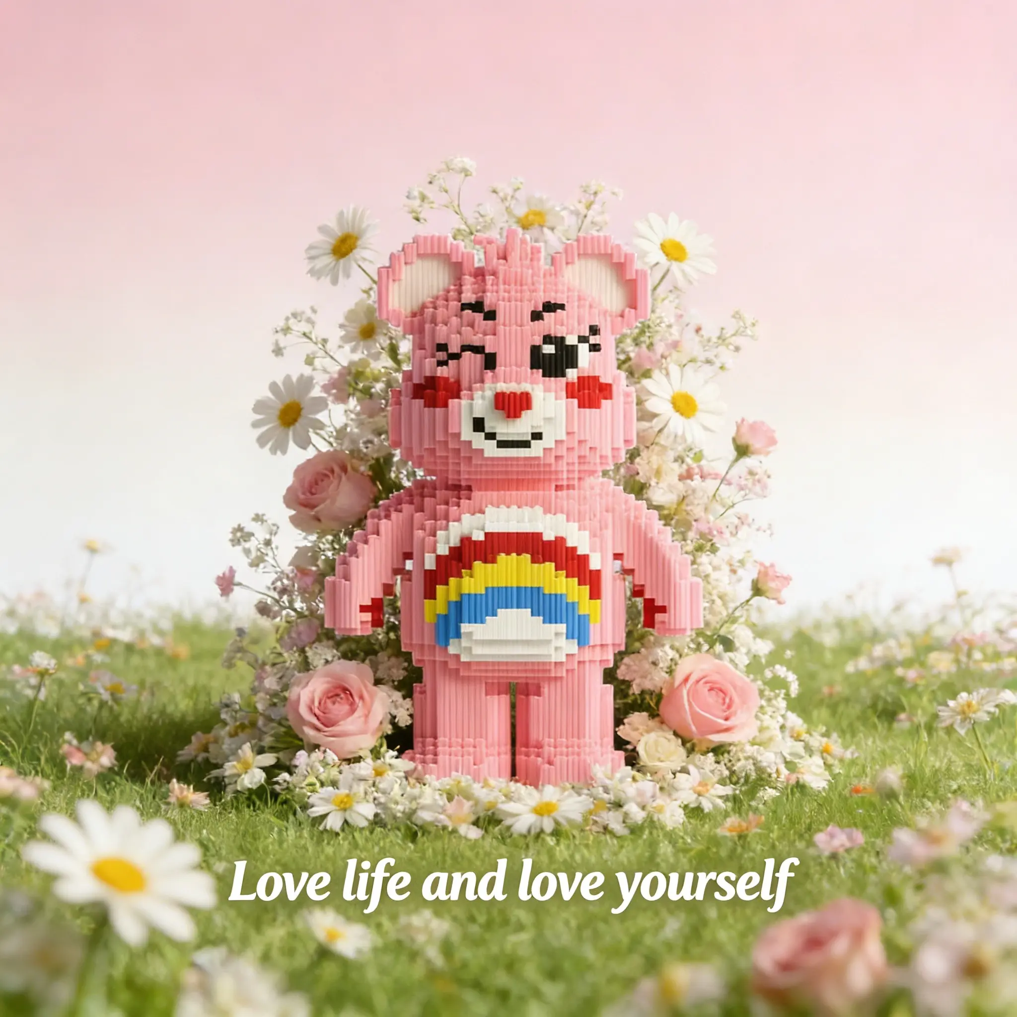 Rainbow Bear 3D Puzzle Building Block Decoration, Home Office Shelf Decor, Party Tabletop Display, Ideal Gift for Holidays, Block Figures
