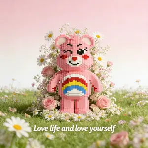 Rainbow Bear 3D Puzzle Building Block Decoration, Home Office Shelf Decor, Party Tabletop Display, Ideal Gift for Holidays, Block Figures