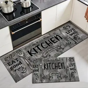 Vintage Wood Grain Kitchen Mat, Anti-Slip Durable Rug, Retro Industrial Style, Comfortable Cushioned Carpet, Easy Clean Rubber Bottom, Kitchen Floor Mat