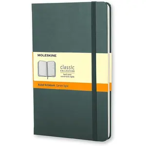 Classic Notebook, Hard Cover, Large (5" x 8.25") Ruled/Lined, Forest Green, 240 Pages