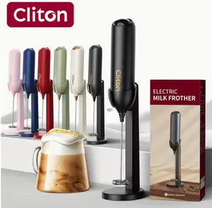 Cliton Luxe Milk Frother - Battery-Powered Handheld Frother for Coffee, Glow Drinks, Matcha, Protein, and Eggs - Creates Creamy Foam in Seconds - Sleek Modern Design