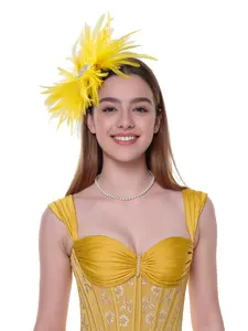 Sparkling Rhinestones Flower Feathered Hair Clip Hair Ornament for Festival Derby Event Gathering Cocktails Party Brooch Fash