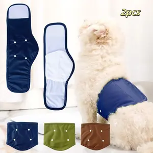 2pcs Reusable Dog Diapers for Male Dogs, Waterproof & Breathable, Leak-Proof, Easy to Clean, Suitable for Small to Medium Dogs, Universal Fit, Travel-Friendly, Reusable Puppy Pads