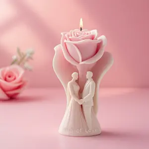 Rose Love Vow Aromatherapy Candle Silicone Mold DIY Valentine's Day Gift Ornament Grinding Tool Wedding Diffuser Stone