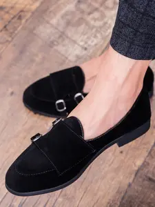 Men's Loafers Suede Velvet Comfortable Breathable Business Formal Shoes, Stylish Casual Wear, Perfect for Office & Daily Use, Round Toe Loafers