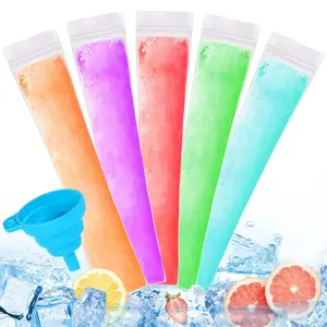 Disposable Ice Popsicle Mold Bags Comes With A Funnel, BPA Free Freezer Tubes, Healthy Snack Yogurt Stick Juice Fruit Smoothies Ice Freezing