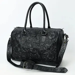 Frontier Belle Hand Tooled Leather Duffel Bag