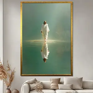 Jesus Walking on Water Canvas Painting, Inspirational Christian Wall Art, Ready to Hang Faith Decor, Spiritual Gift, Bible Art Artistic Cotton Print Artwork Matte Minimalist Ornaments Room Decoration Photo wall decor posters