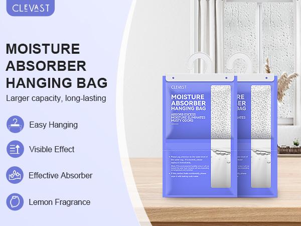 Clevast Hanging Moisture Absorber Boxes, 6x430g, Moisture Absorber Packets,  Dehumidifier Box or Bag for Closet, Unscented Hanging Humidity Absorber in Wardrobes, Bedrooms, Bathrooms, RV