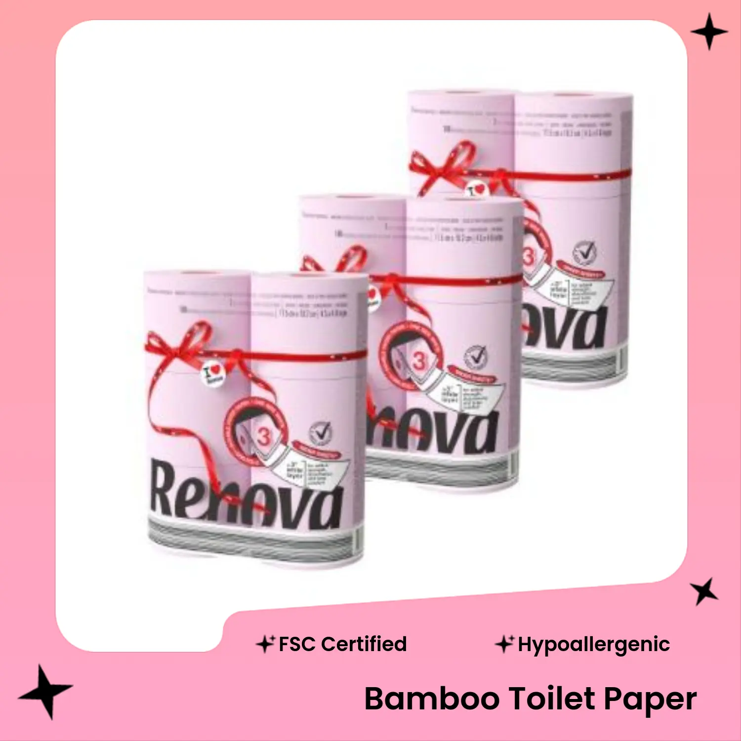 EcoPure Bamboo Toilet Paper, Unscented, 12-Roll Pack for Home Bathroom Supplies