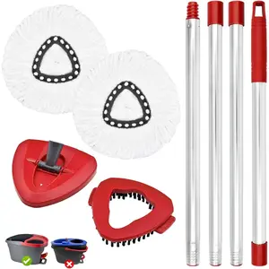 Spin Mop Replacement Handle, 2 Pack Mop &Base Scrub Brush 4-Section 30-to-58 inch Mop Replacement Stick Compatible with Ocedar Mop Handle for Easy Wring Mop Refills