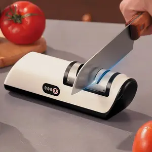 Electric Knife Sharpener, Multi-Functional Home Kitchen Tool, Automatic Rechargeable Small Electric Sharpener, with Battery Included