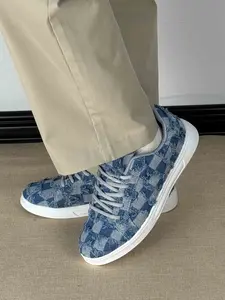 2026 New Couple Lightweight Sneakers, Simple Solid Denim Blue Slip-On, Breathable Flat Design, Perfect for Streetwear, Casual Shopping, Travel