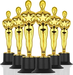 Gold Award Trophies，Gold Award Statues, Pack of 6 Mini Trophies, Plastic Trophy Award for Competition,Events, Sports, Party Decorations,Award Ceremony and Appreciation Gift