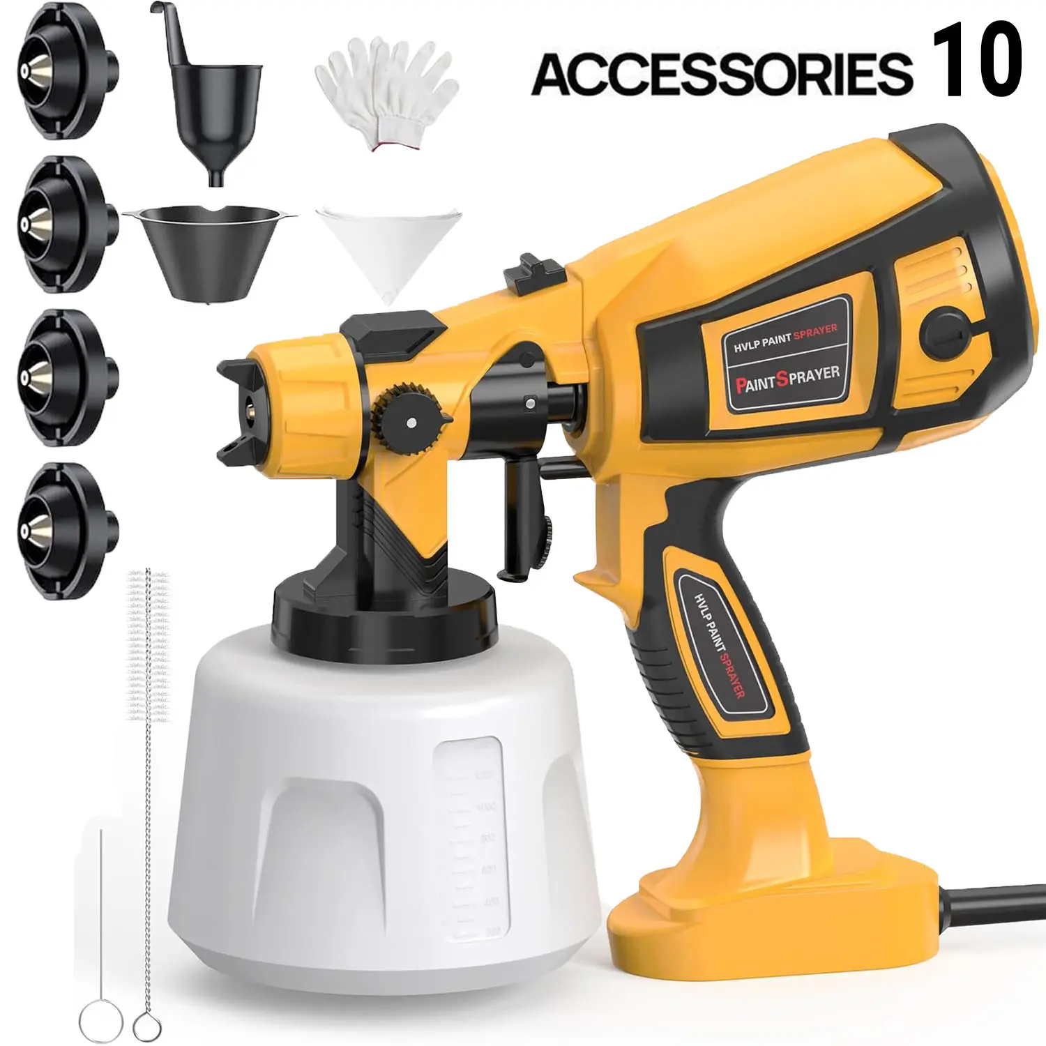 1000W HVLP High-Efficiency Electric Airless Paint Sprayer - Handheld Kit with 4 Nozzles, Flexible Spraying, Adjustable Flow Rate, Detachable Container, Suitable for Furniture, Walls, Epoxy Applications