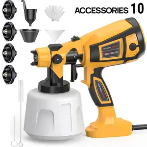1000W HVLP high-efficiency electric paint spray gun, equipped with 4 nozzles, flexible spraying, adjustable flow rate, detachable container, suitable for furniture, cabinets, fences, walls, doors, garden chairs, etc.