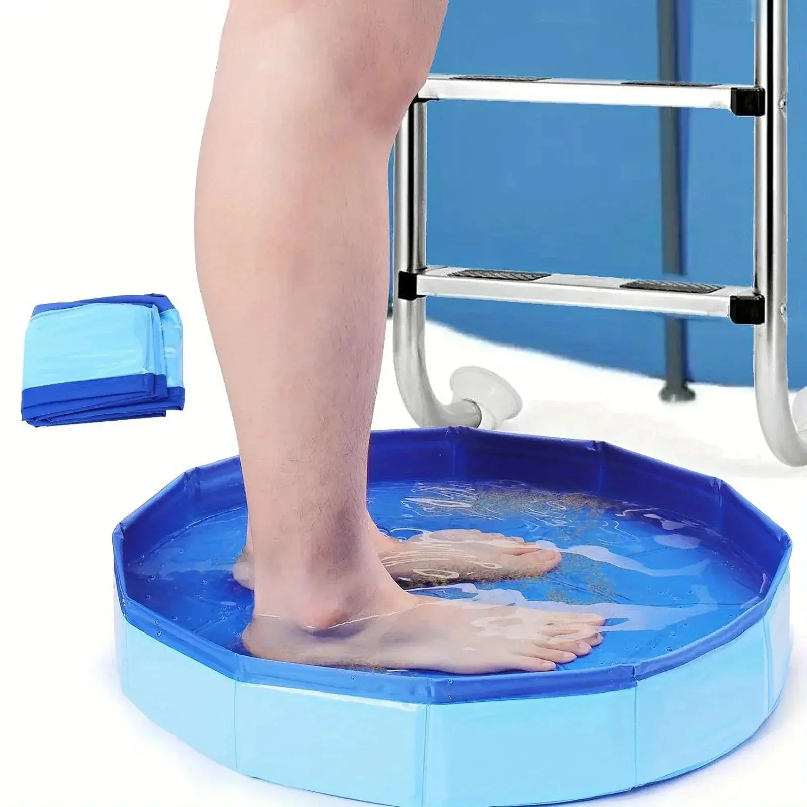 1 Pc Portable Folding Foot Bath Bucket Clean, Suitable for Swimming Pool Entrances & Beaches, Multi-purpose Outdoor Foot Rinse Basin