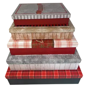 The Seasonal Shop Set of 5 Nesting Christmas Apparel Gift Boxes for Wrapping Present or as Decoration in Your Home or Office