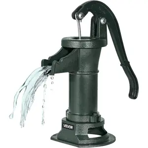 VEVOR Well Hand Pitcher Pump, 20 ft Max Lift, Antique Cast Iron Manual Hand Water Pump with Heightening Base, NPT 1-1/4 in Connection, Easy Installation, for Outdoor Garden, Pond, Yard, Farm, BlackVEVOR Super Brand Day