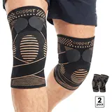 UGEM Copper Knee Braces with Straps for Women and Men (2 Pack) - Dual Strap Support, Breathable Athletic Compression Sleeves