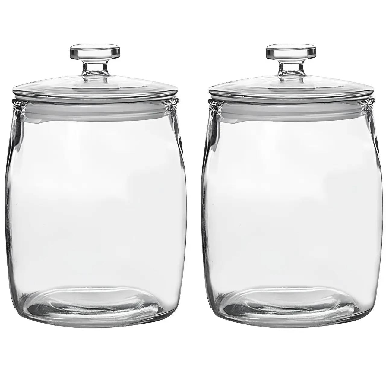 Syntic 2-Pc Wide Mouth Glass Apothecary Jars with Lids - 0.5 Gal/72 oz Airtight Reusable Glass Storage Containers, Canisters for Kitchen & Laundry Organization (Food, Spice Holders for Cookie, Sugar), Canister