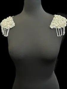 Bianca Silver Shoulder Pads Pair Rhinestone Applique