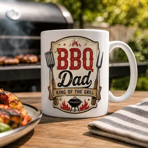 BBQ Dad Mug, King Of The Grill Father’s Day Gift, Backyard Barbecue Coffee Cup