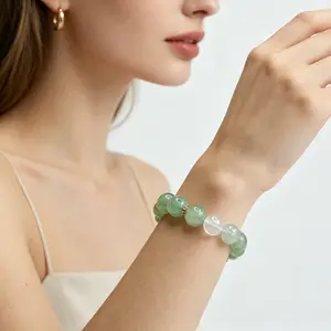 Natural Strawberry Quartz Green Strawberry Quartz Clear Crystal Bracelet|Multi-Gem Crystal Bracelet, Fresh & Elegant, Women's Hand Jewelry