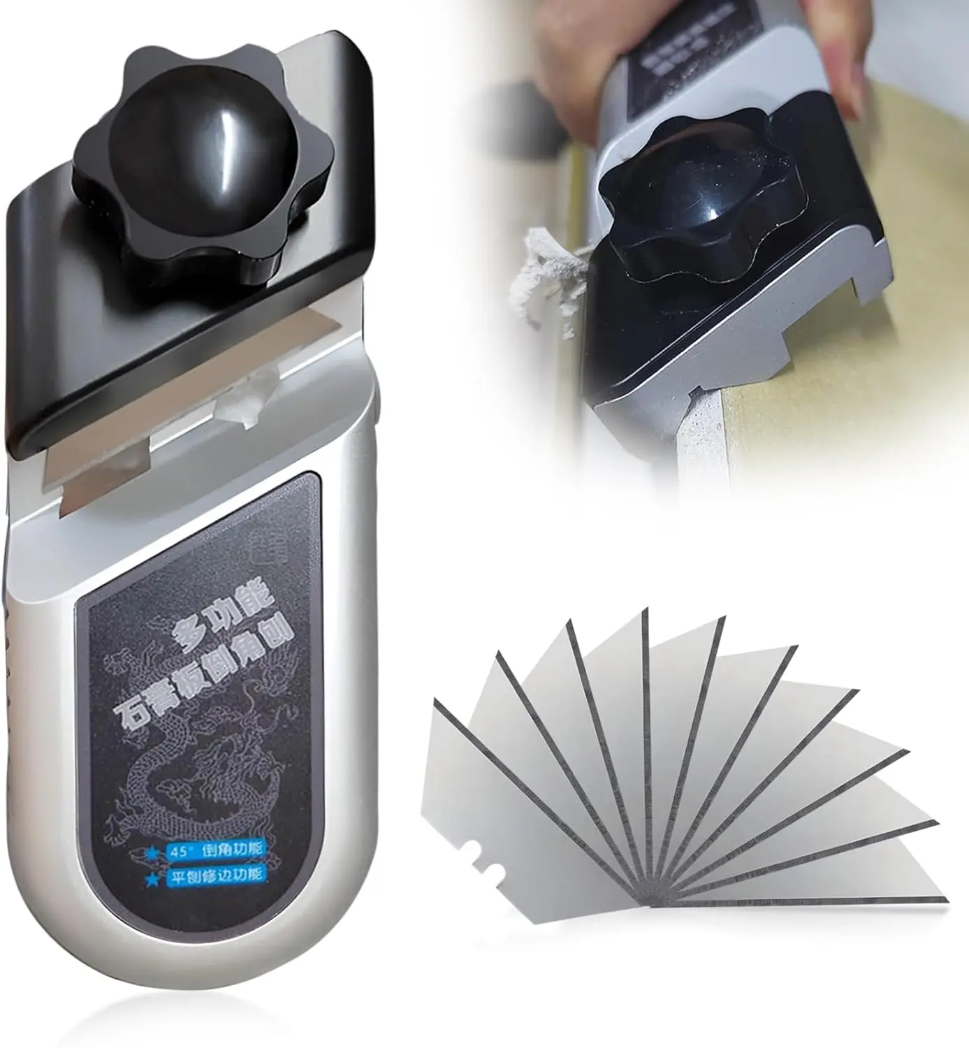 Manual 45° & 90° Angle Planer Tool - 10-blade Metal Miter for Drywall, Plaster and Wood Edges - Efficient and fast cutting, no electricity required, solid construction ensures smooth surface, Drywall finishing | Compact Planer
