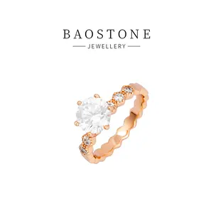 BAOSTONE Lab Created Artificial Gemstone 925 Silver Ring-Bee My Love-#J270