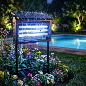 4500V Solar Bug Zapper Outdoor Waterproof Electric Mosquito and Fly Zapper with Smart Light Sensor Rechargeable Solar Powered Trap for Patio, Backyard, Garden, Camping